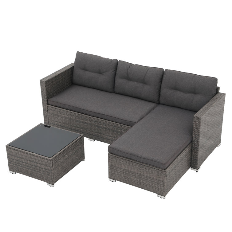 Latitude Run Presious 3 Piece Rattan Sofa Seating Group with